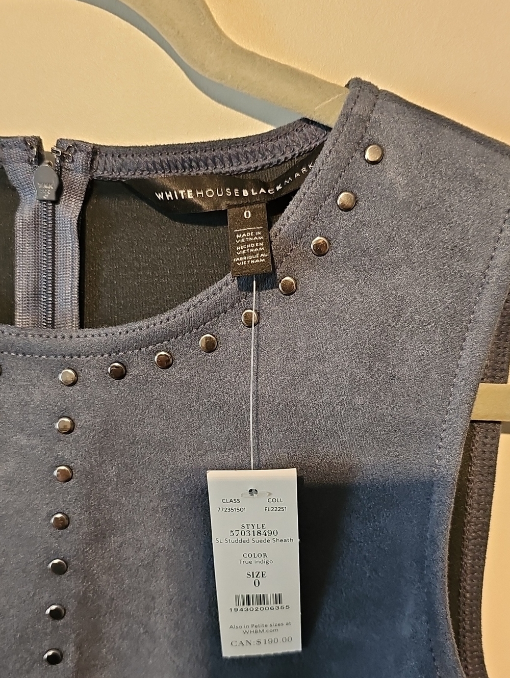Dark Navy Suede Stud-Trim Jacket & Skirt Size 0 - Picture 5 of 12